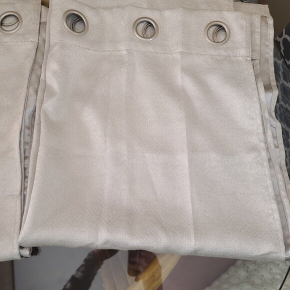 Two 82 x 35 Gray Shimmery Panel Grommet Curtains - Picture 2 of 9